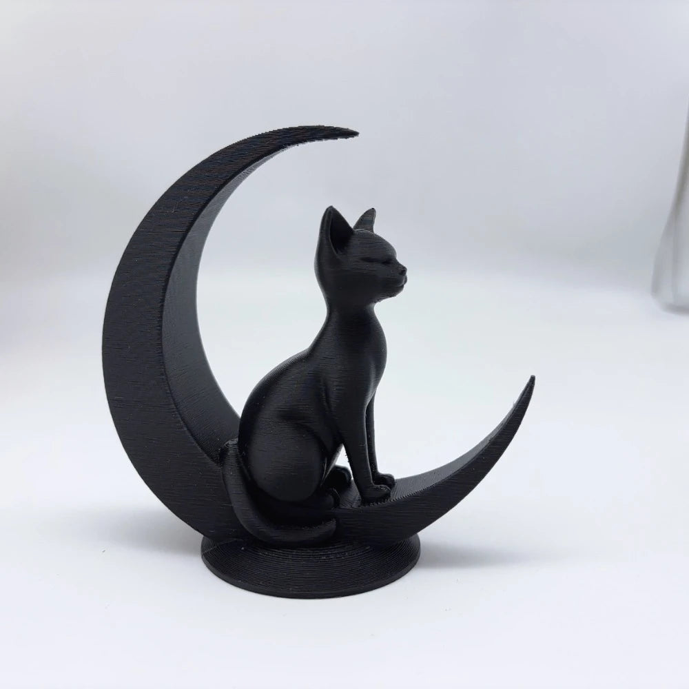 Black Cat Moon Figurine