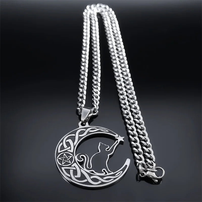 Black Cat Moon Necklace