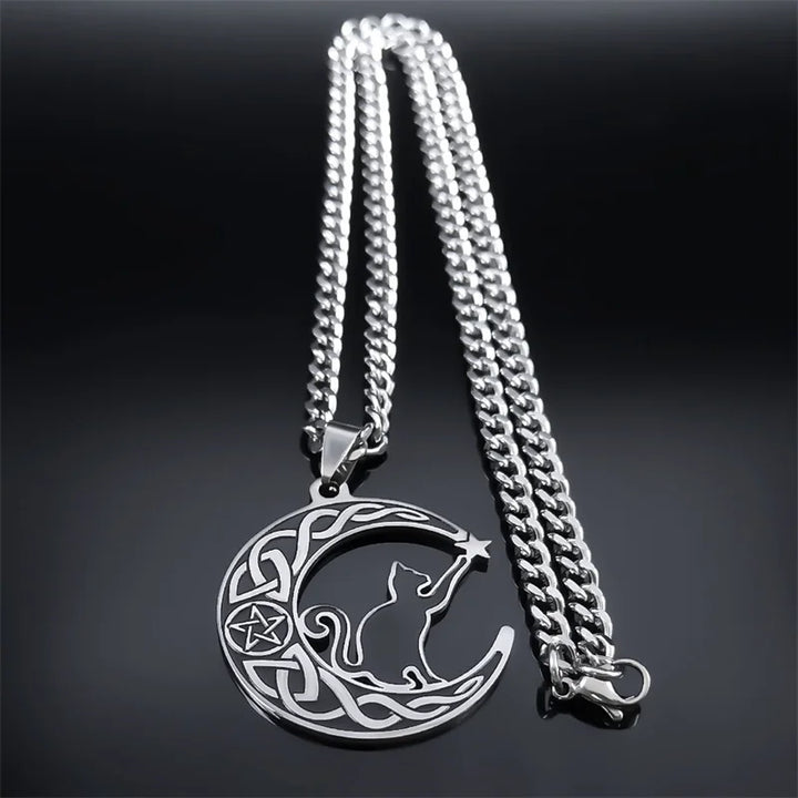 Black Cat Moon Necklace