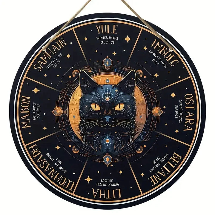 Black Cat Wheel of The Year Pagan Calendar