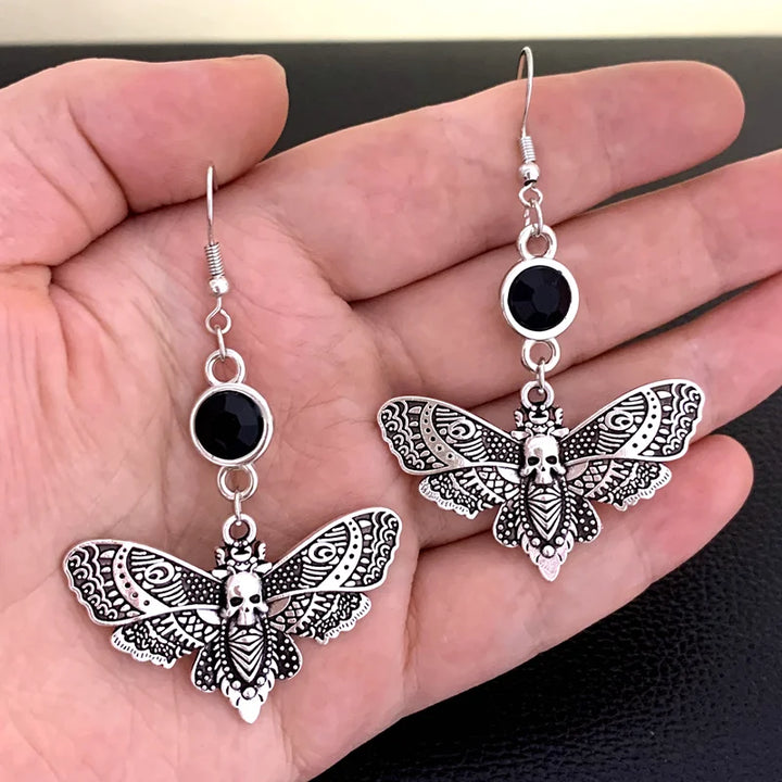 Black Death Moth Earrings