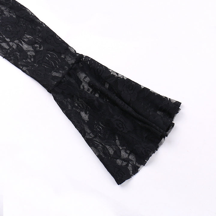 Black Lace Floral Long Sleeve Dress