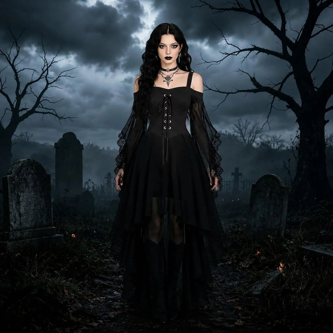 Black Lace Witch Costume Dress