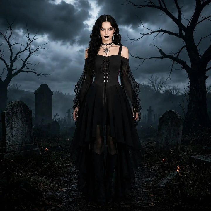Black Lace Witch Costume Dress