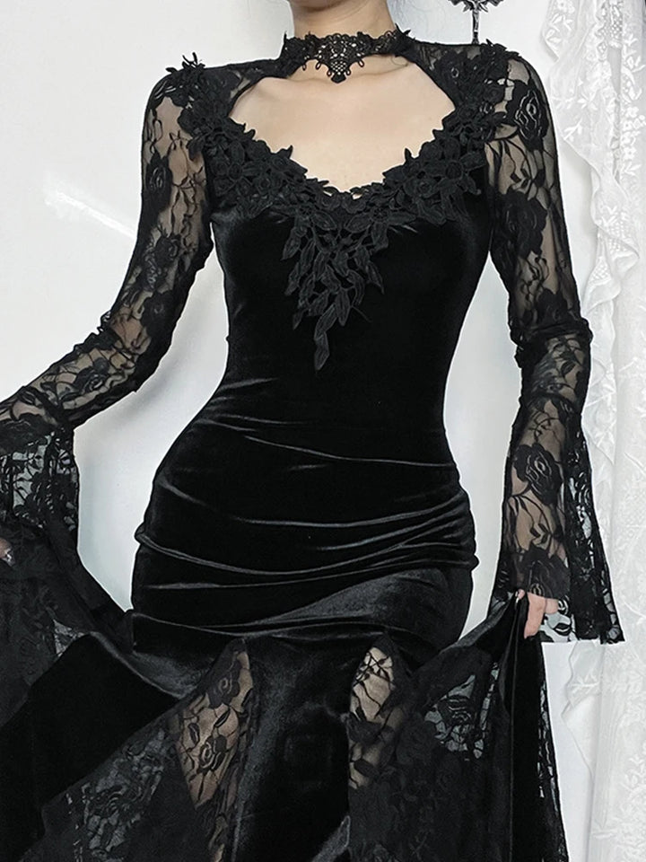Black Long Sleeve Lace Dress