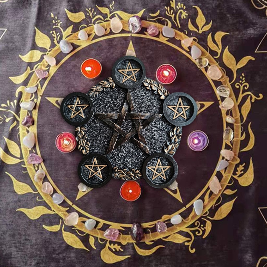 Black Pentacle Candle Holder
