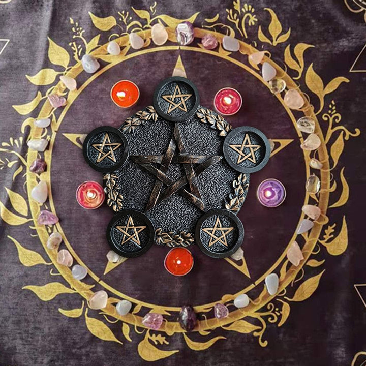 Black Pentacle Candle Holder