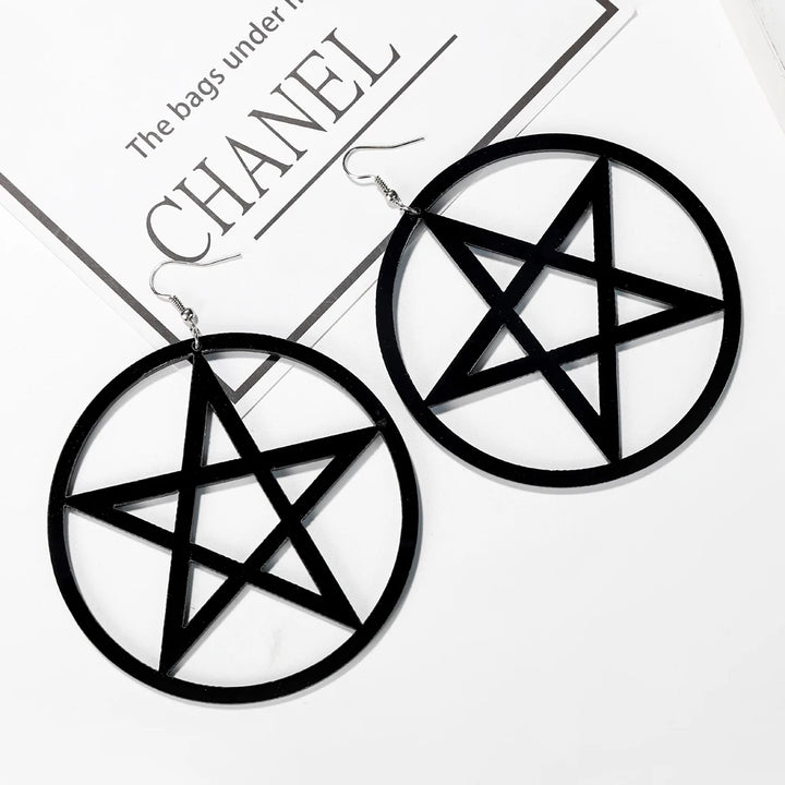 Black Pentacle Earrings