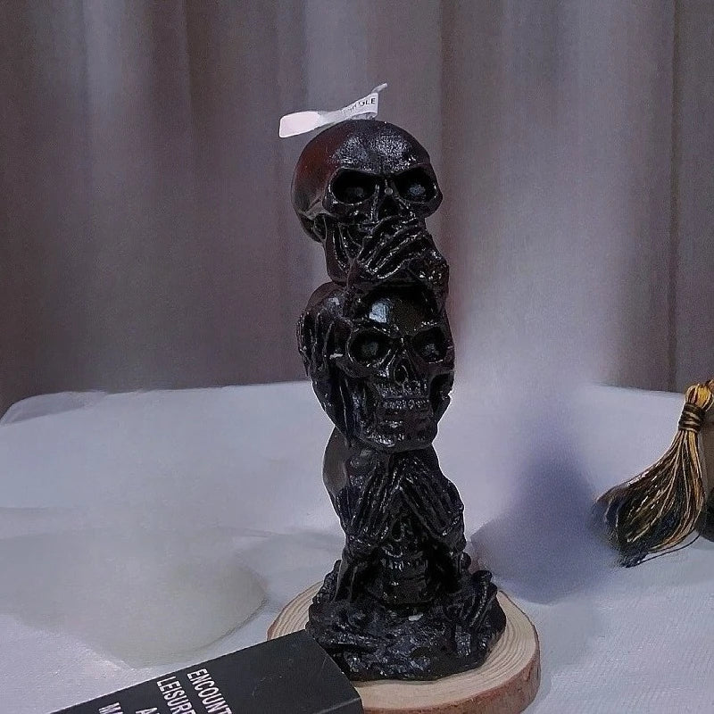 Black Skull Halloween Candle