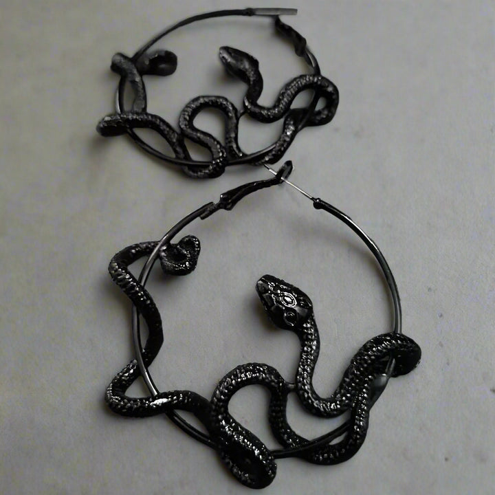Black Snake Hoop Earrings