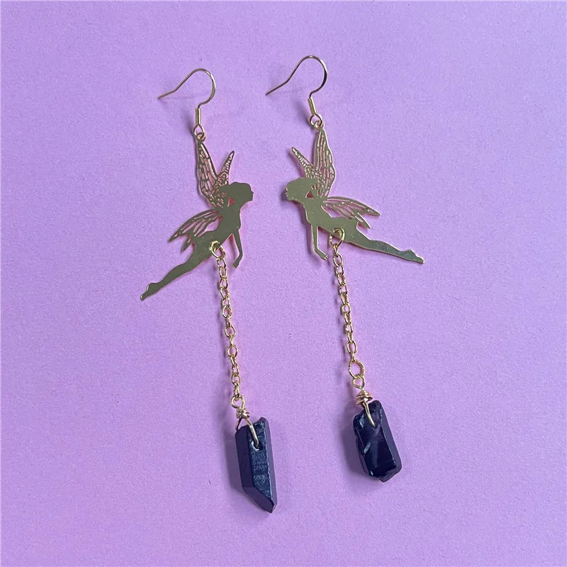 Black Tourmaline Fairy Earrings