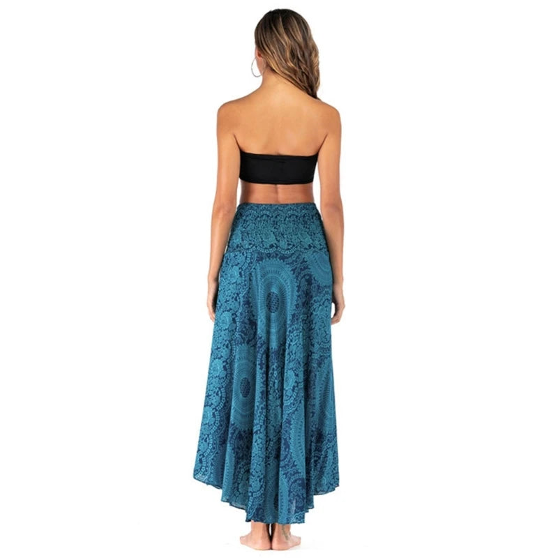 Blue Boho Floral Skirt