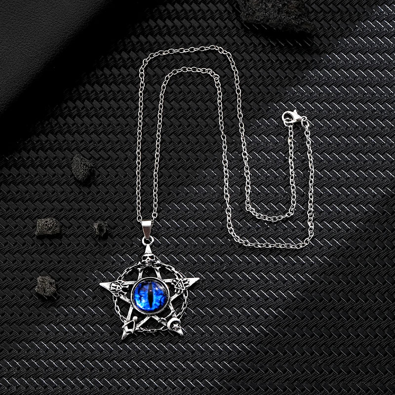 Blue Dragon Eye Pentacle Necklace