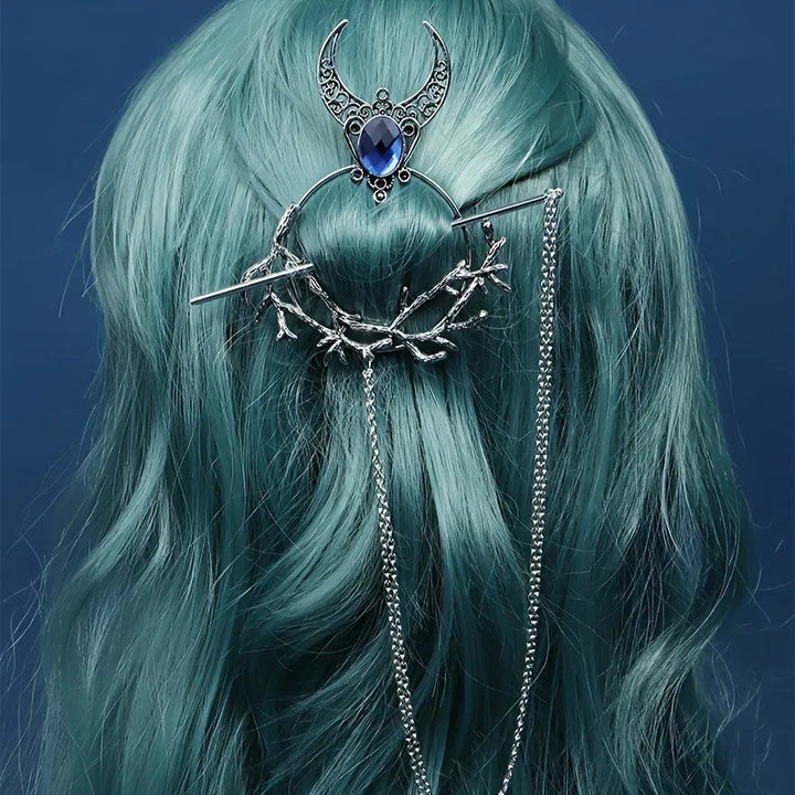 Blue Gem Crystal Hair Fork