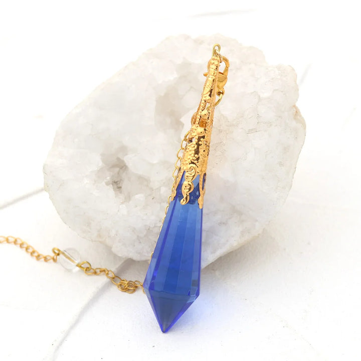 Blue Glass Gold Pendulum