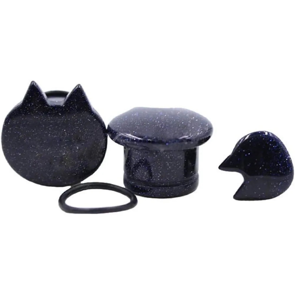 Blue Goldstone Cat Ear Gauges