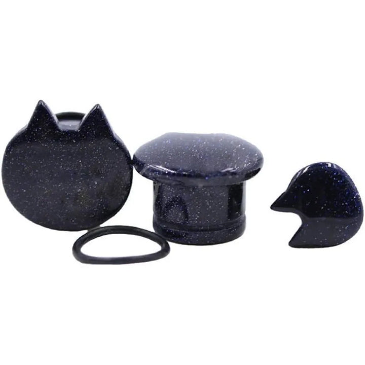 Blue Goldstone Cat Ear Gauges