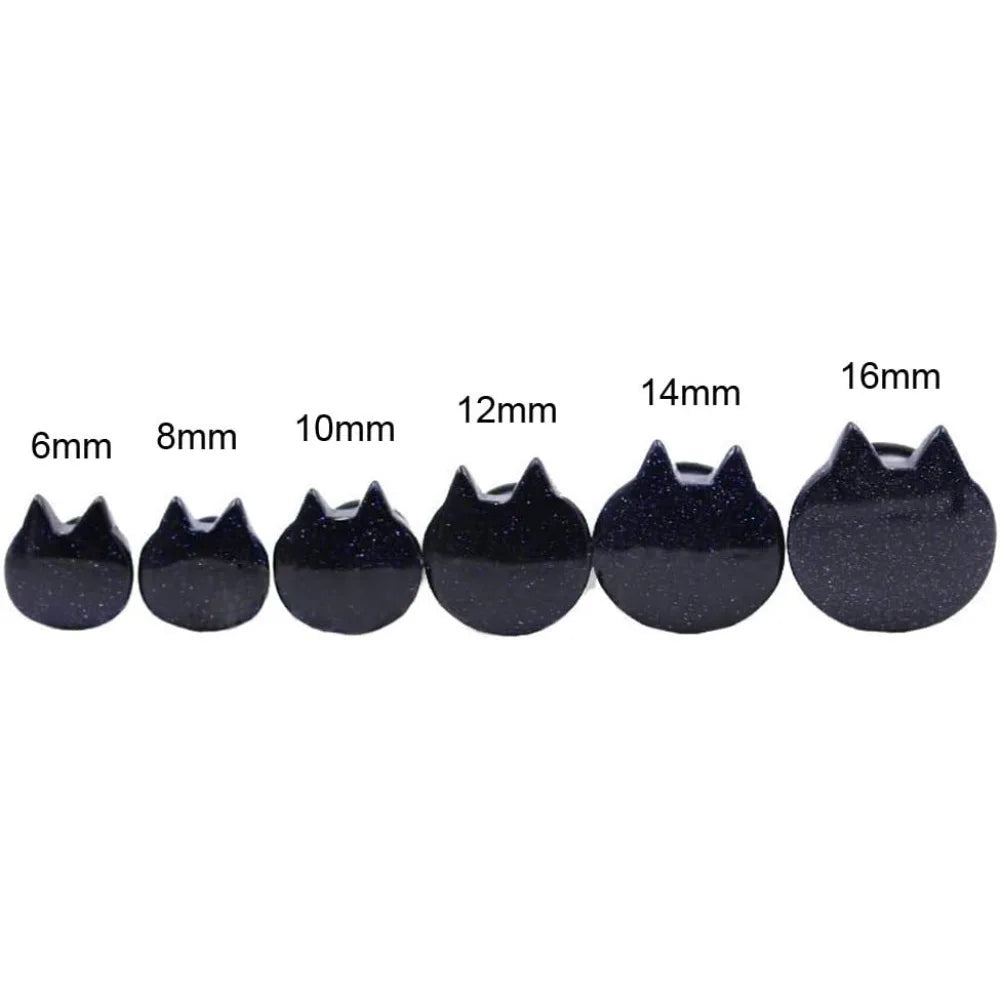 Blue Goldstone Cat Head Ear Gauges
