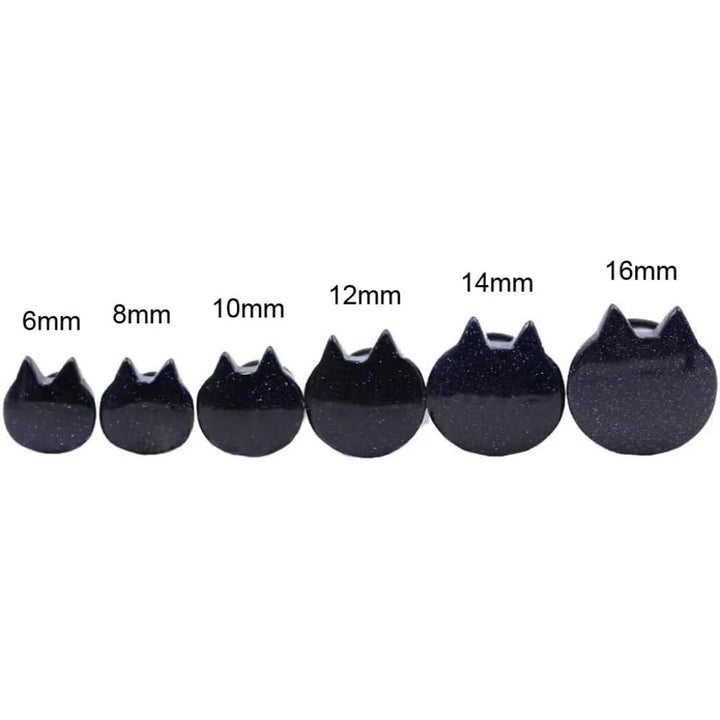 Blue Goldstone Cat Head Ear Gauges