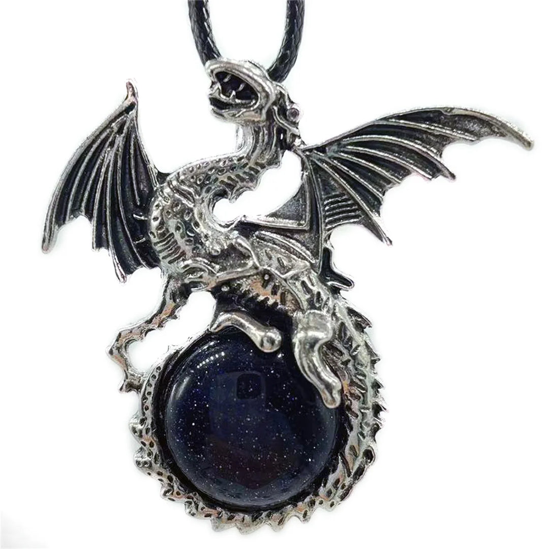 Blue Goldstone Crystal Dragon Necklaces
