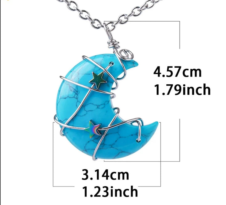 Blue Howlite Crescent Moon & Star Necklace