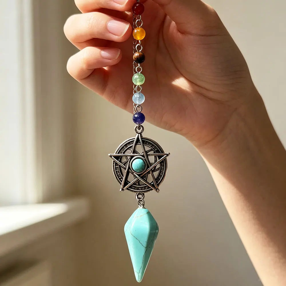 Blue Howlite Pentacle Chakra Pendulum