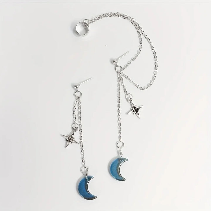 Blue Moon Drop Chain Earrings