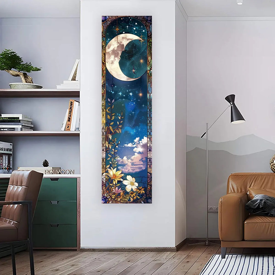 Blue Moon Flower Boho Wall Banner Tapestry