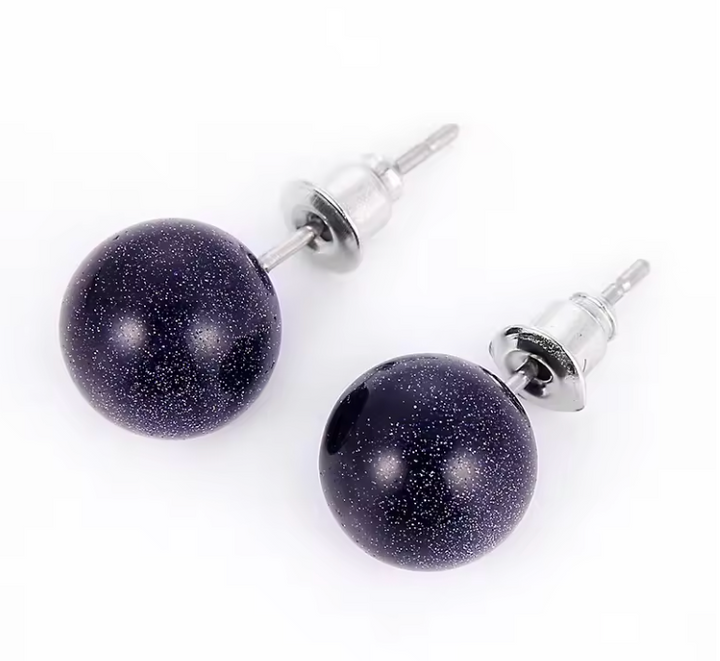 Blue Sandstone Stud Earrings