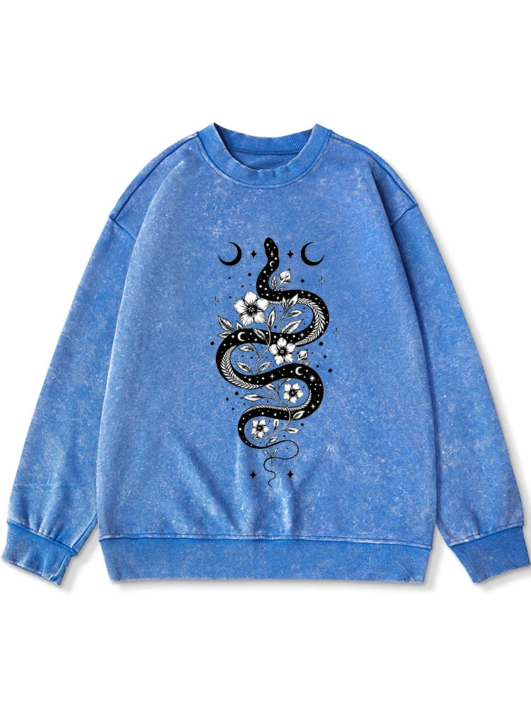 Blue Snake Moon Flower Sweatshirt