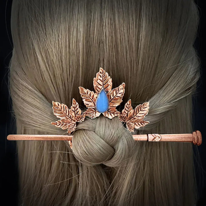 Blue Stone Leaves Hair Stick