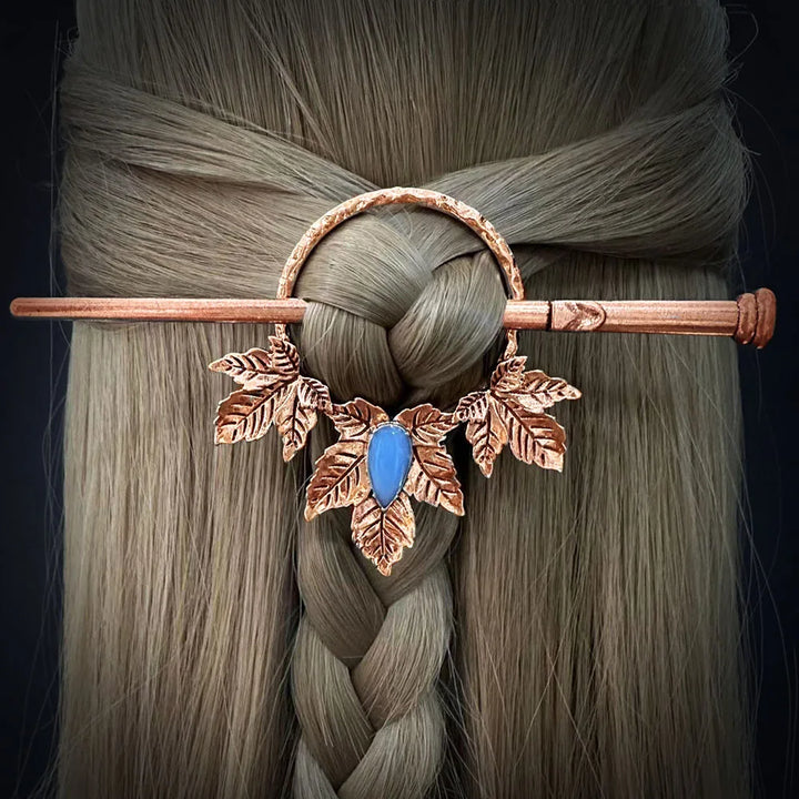 Blue Stone Leaves Hair Sticks