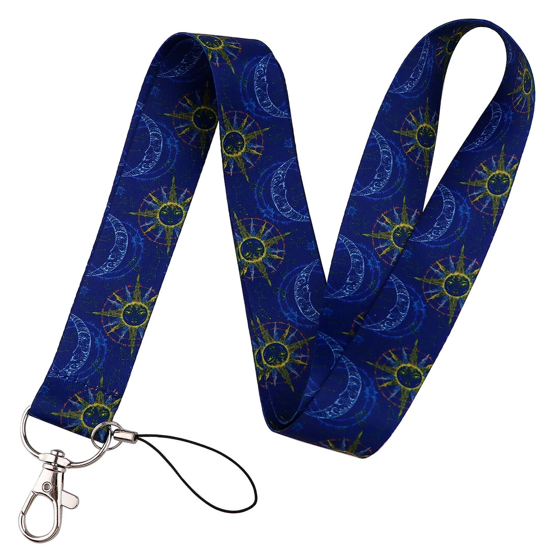 Blue Sun Moon Lanyard Key Ring