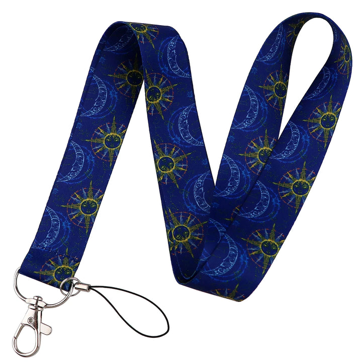 Blue Sun Moon Lanyard Key Ring