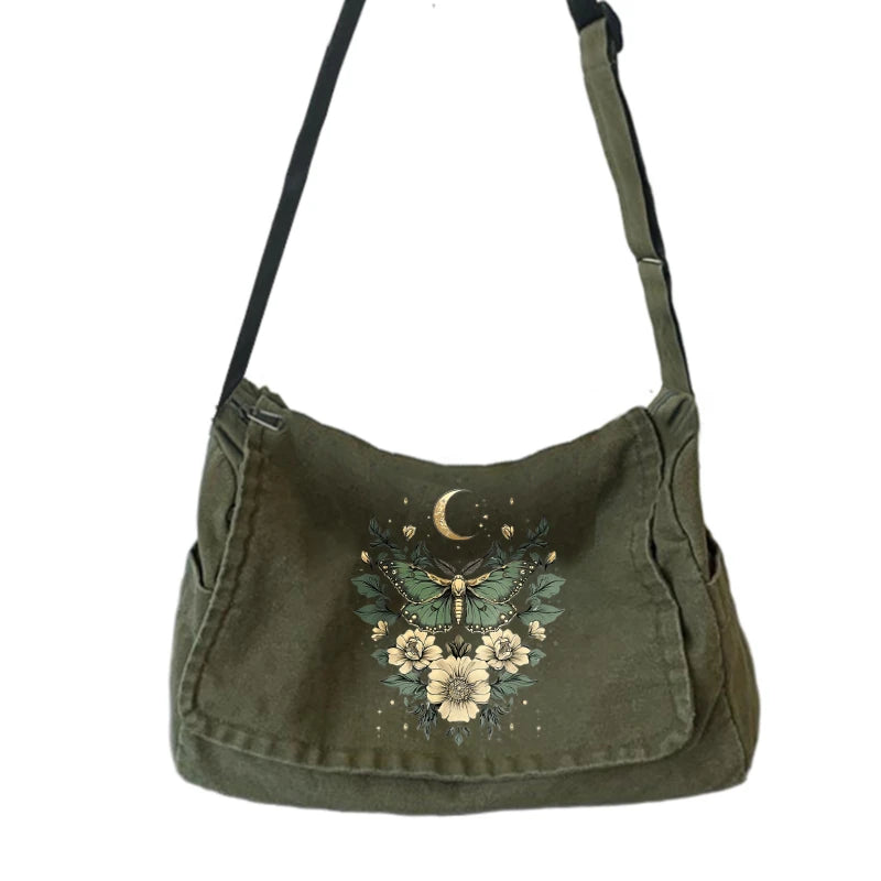 Boho Butterfly Army Green Purse