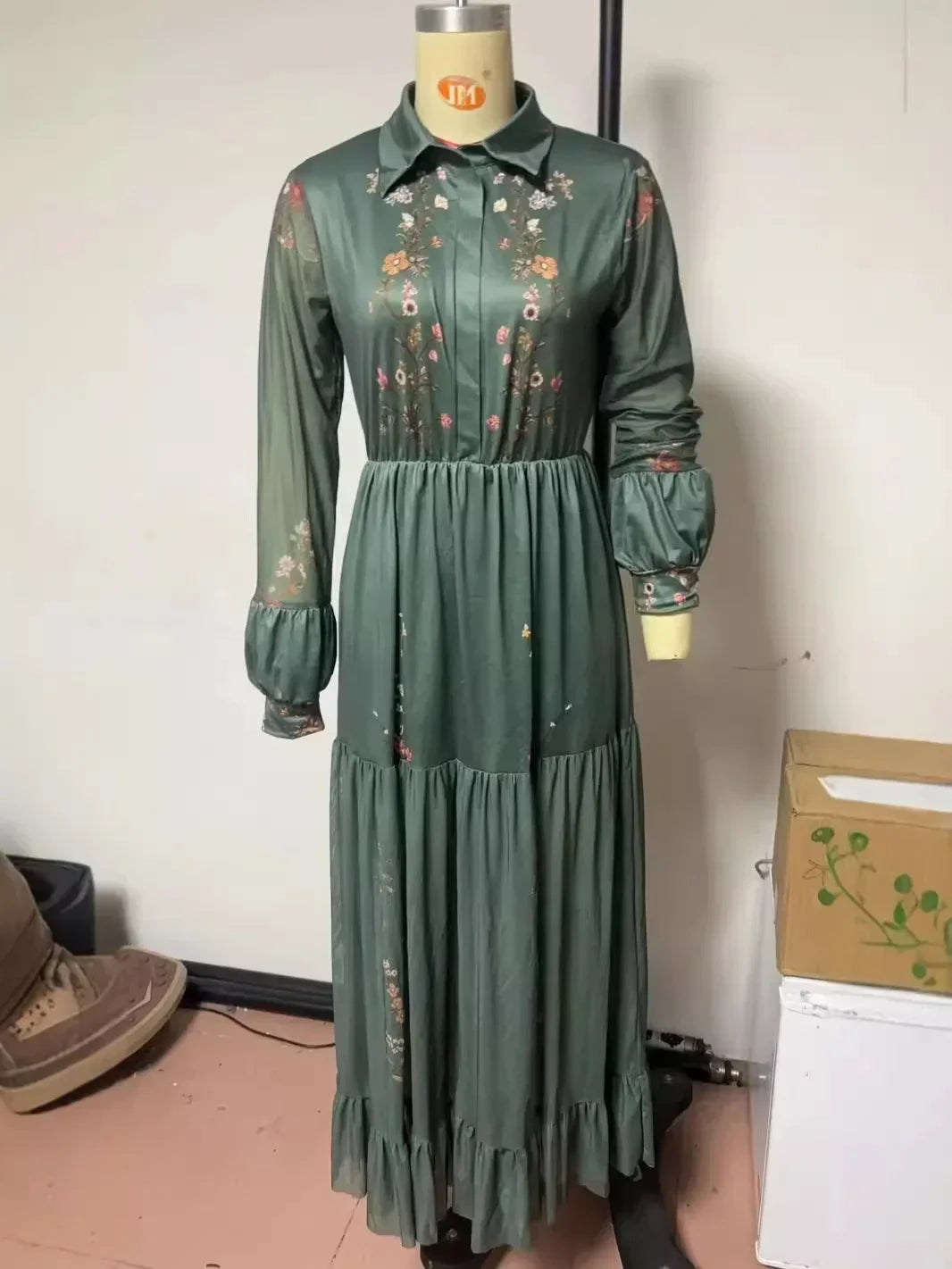 Boho Floral Green Dress