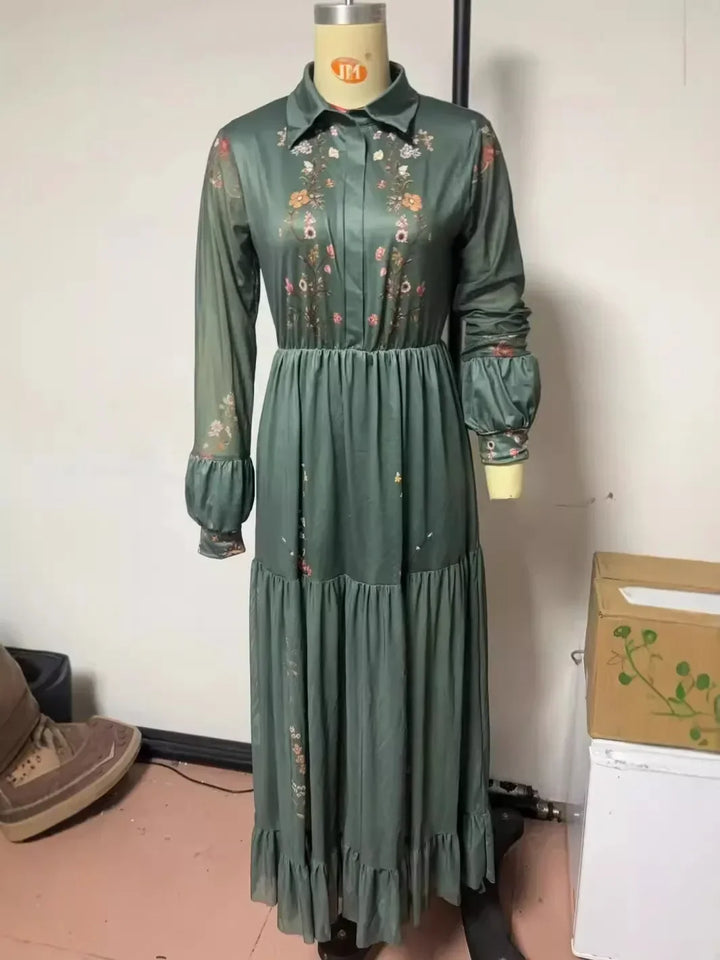 Boho Floral Green Dress