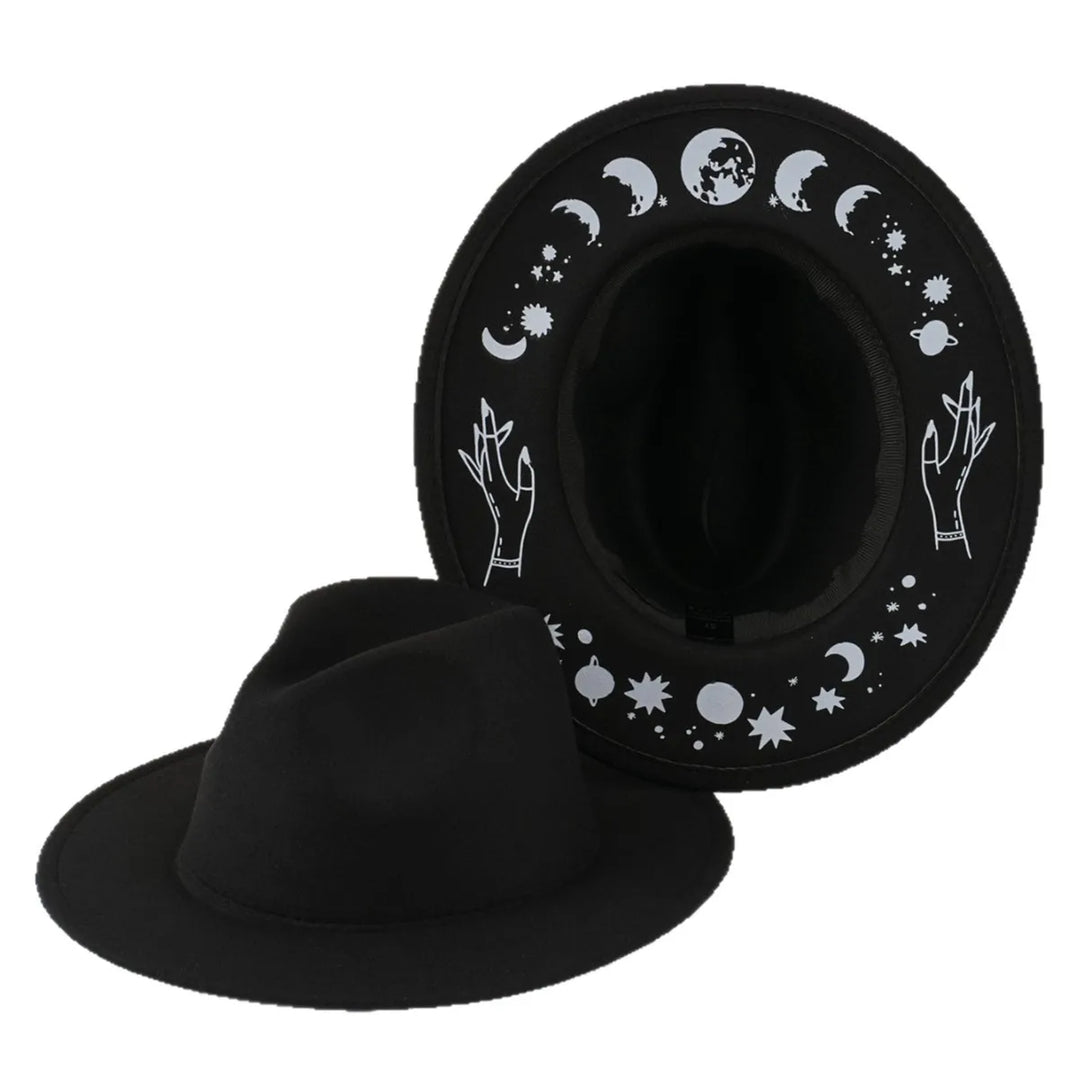Boho Moon Fedora Wide Brim Hat
