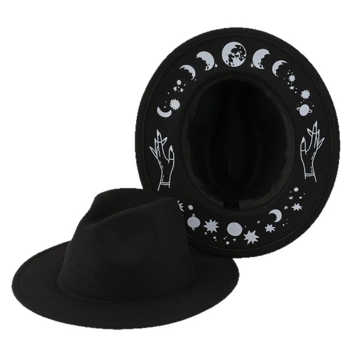 Boho Moon Fedora Wide Brim Hat