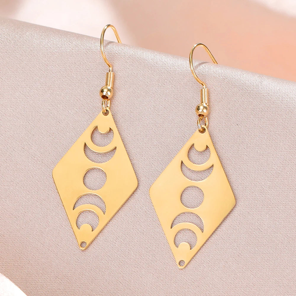 Boho Moon Phase Gold Earrings