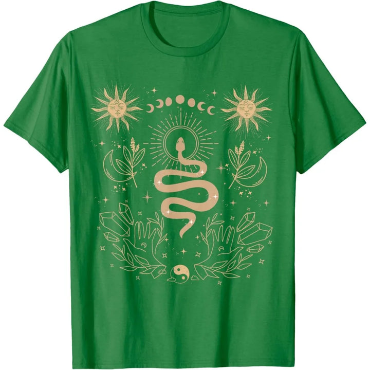 Boho Moon Snake Green T-Shirt