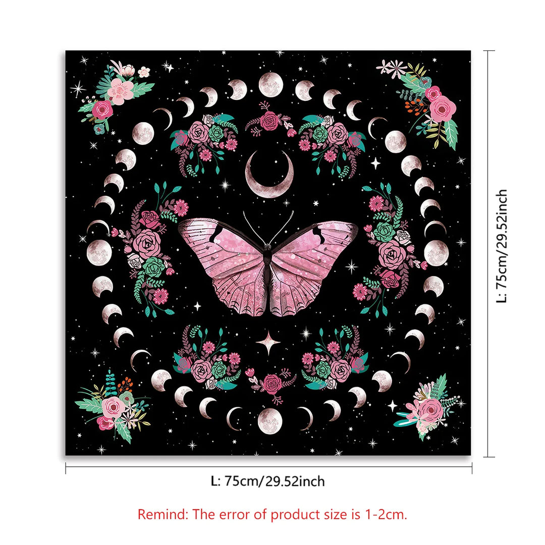 Boho Pink Butterfly Moons Tarot Cloth
