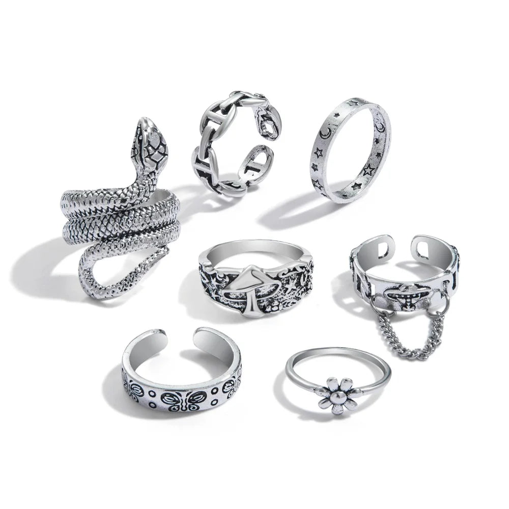 Boho Punk Ring Set