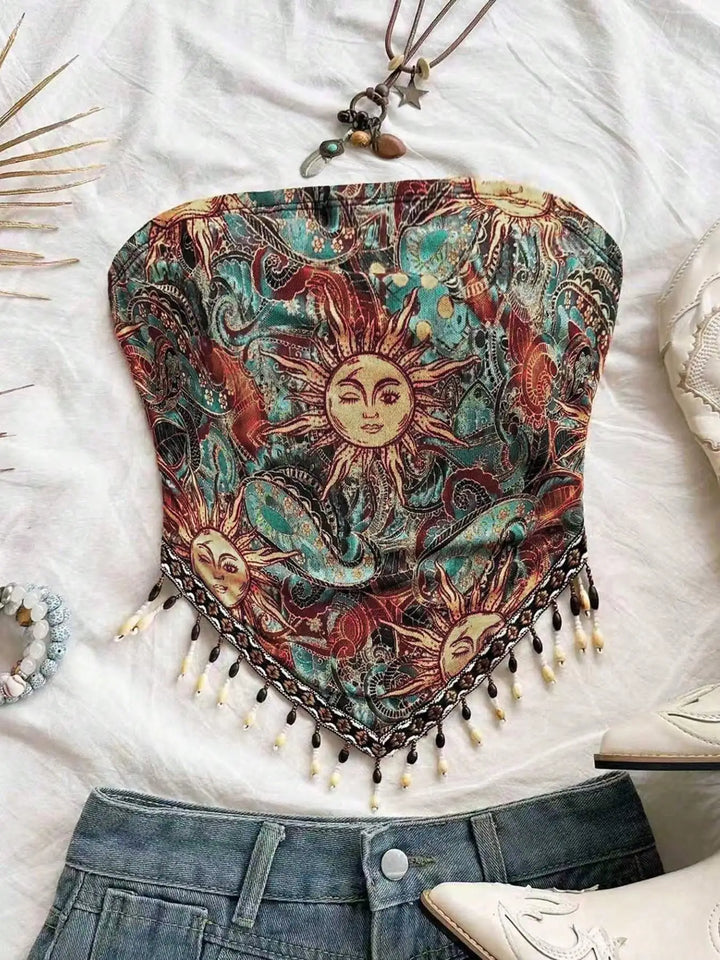 Boho Sun & Moon Tube Top