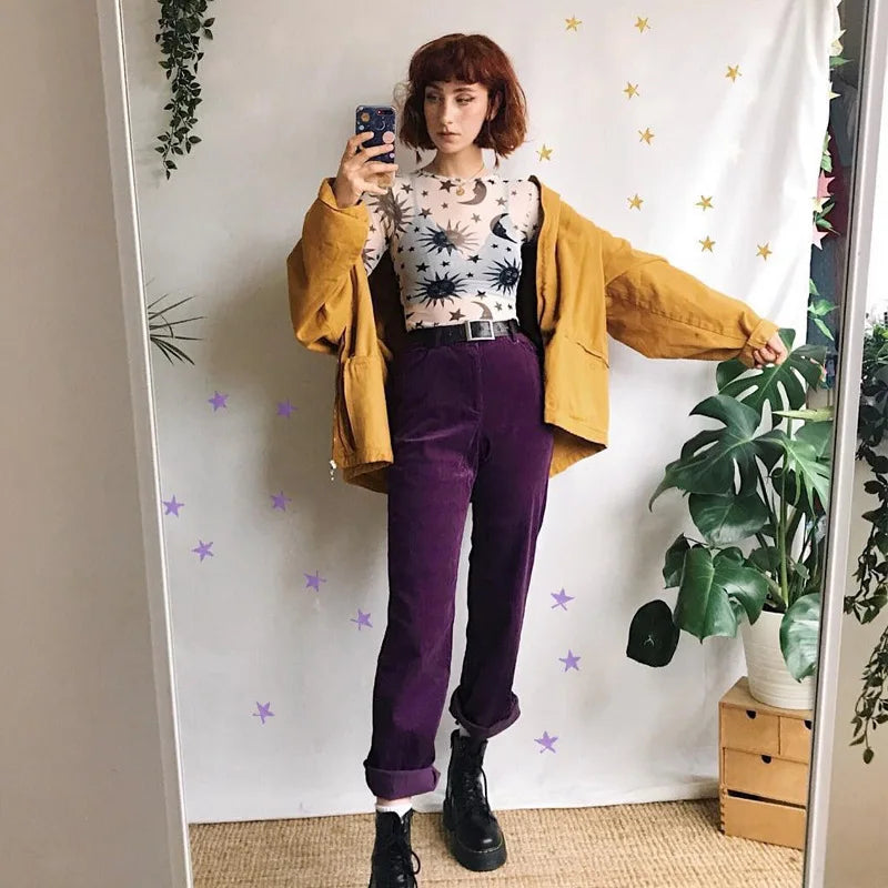 Boho Sun Moon White Mesh Long Sleeve