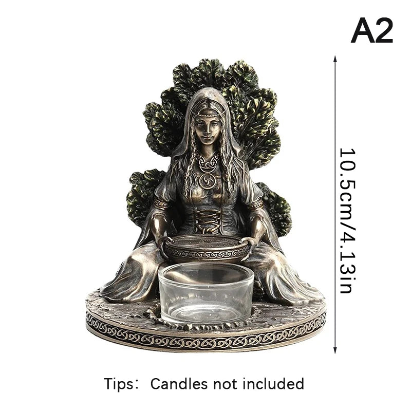 Bronze Celtic Goddess Candle Holder