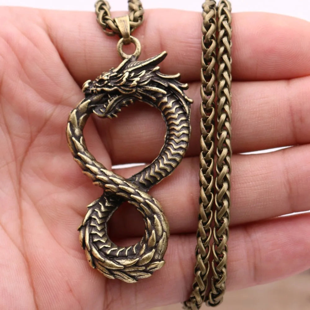 Bronze Ouroboros Dragon Necklace