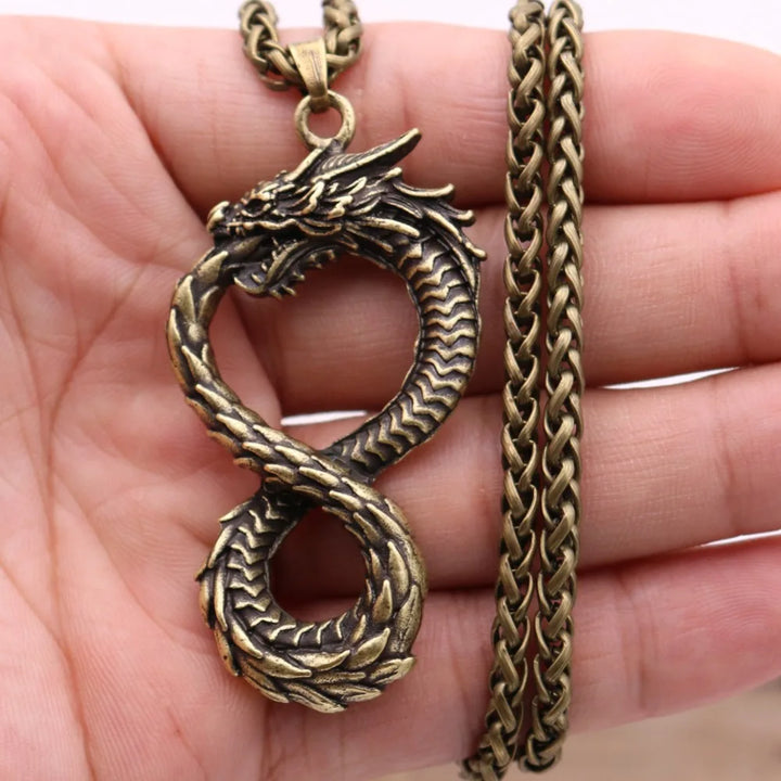 Bronze Ouroboros Dragon Necklace