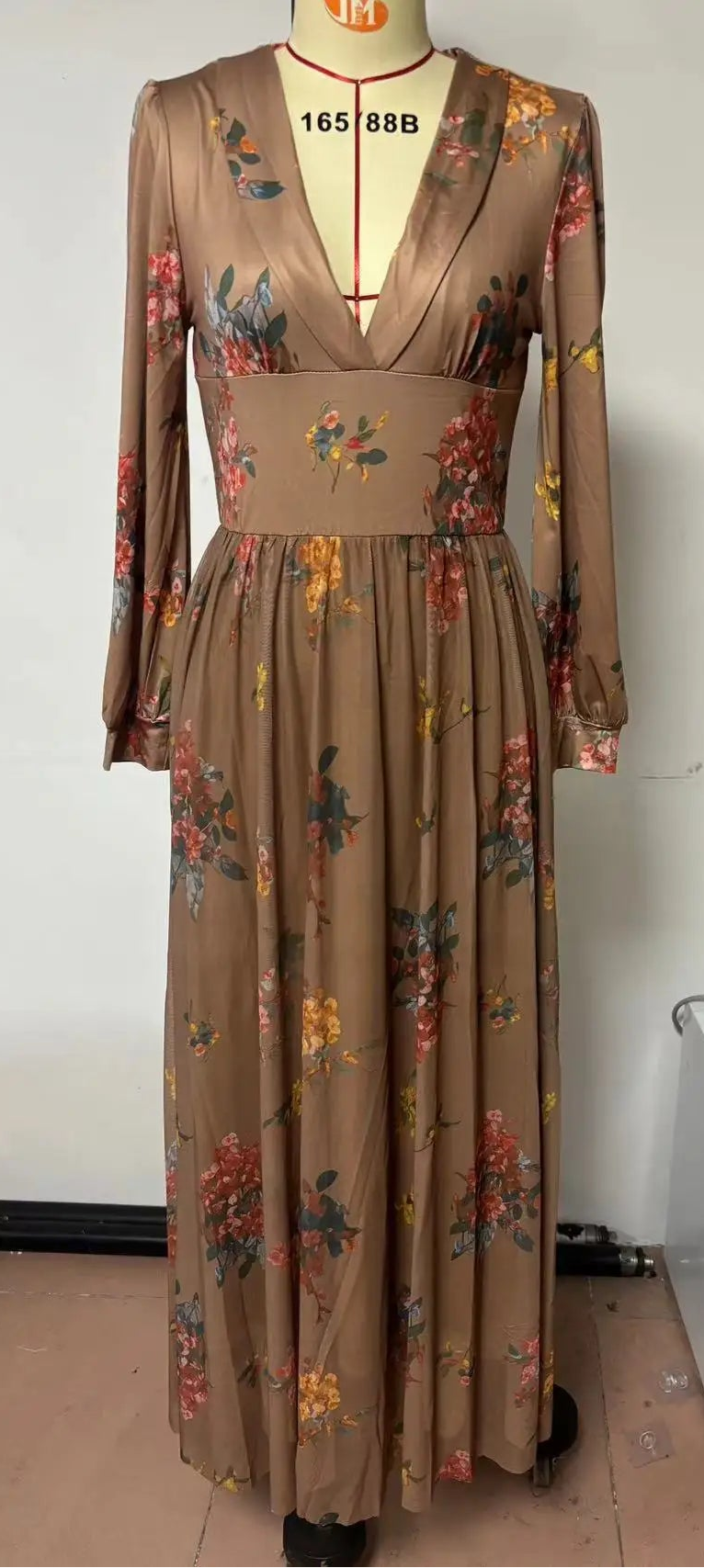 Brown Boho Floral Dress