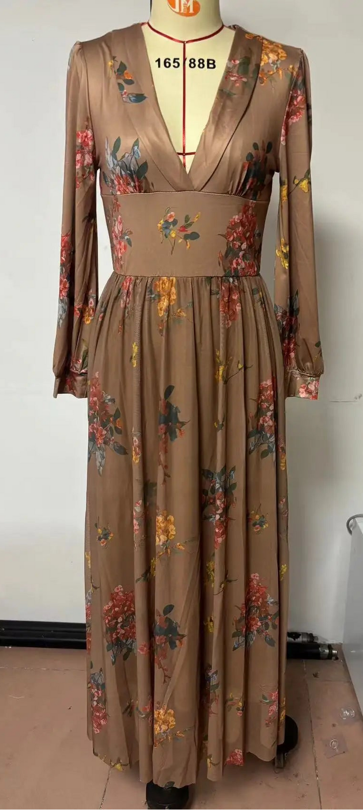 Brown Boho Floral Dress